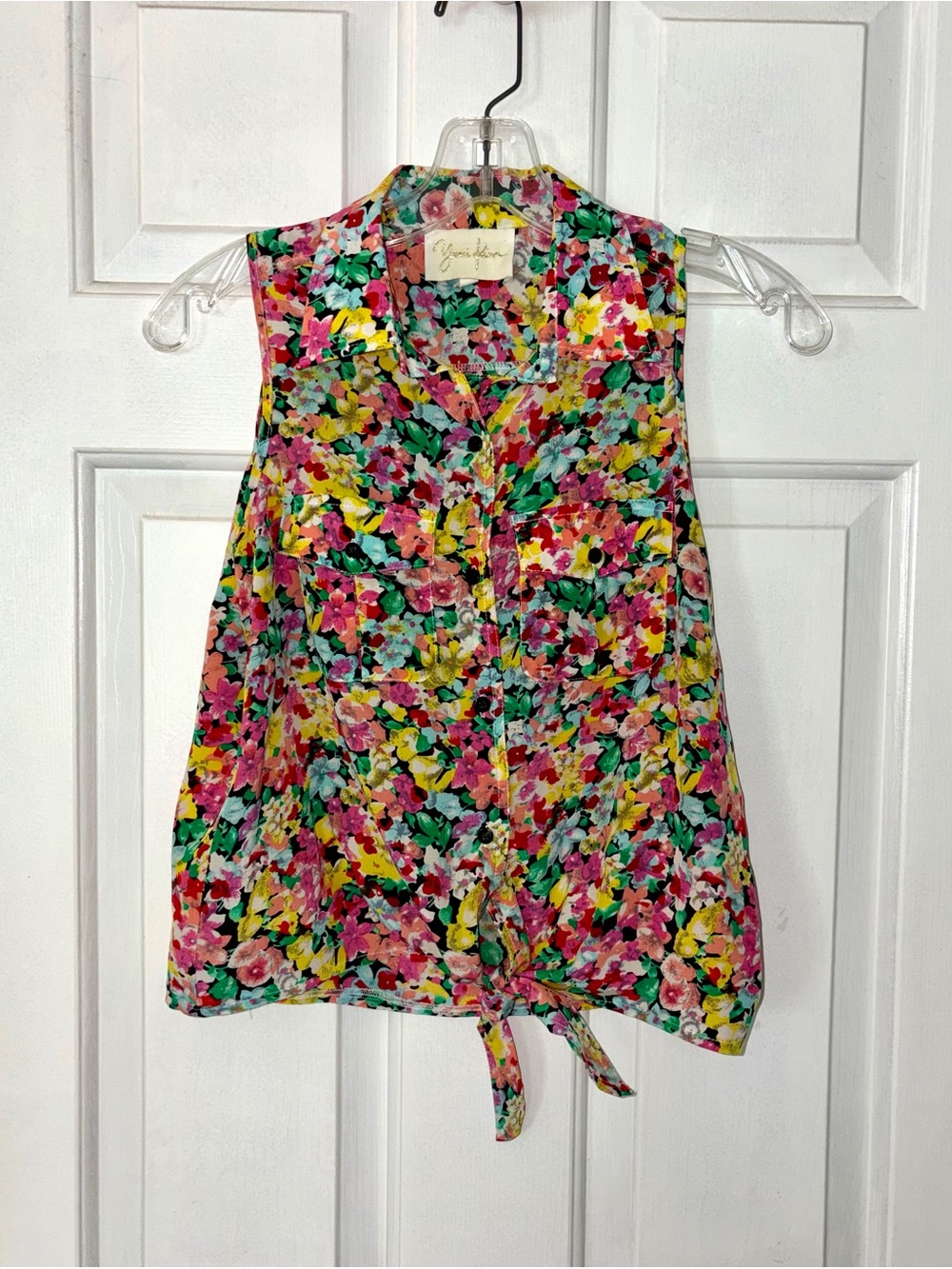 Yumi Kim Multicolor Floral Tie-Hem Sleeveless Top